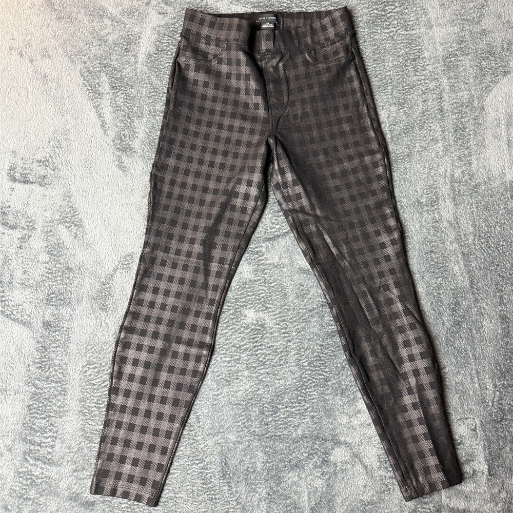 Sanctuary x‎ Anthropologie Plaid Leggings XS Black Gray Stretch Pants